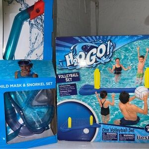 Kids swim mask w/ snorkel .. along with a pool volleyball blowup game.